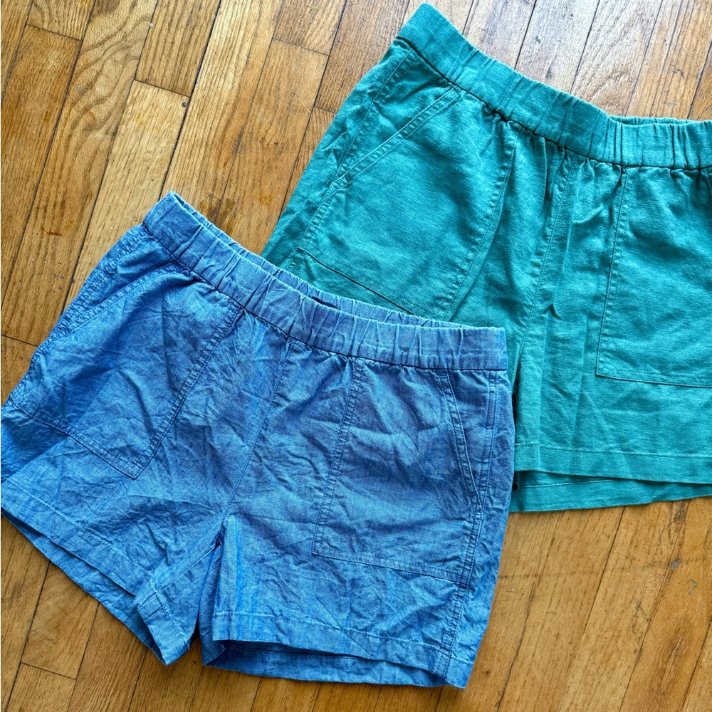 J. Crew Linen Shorts Bundle - Green & Blue XS